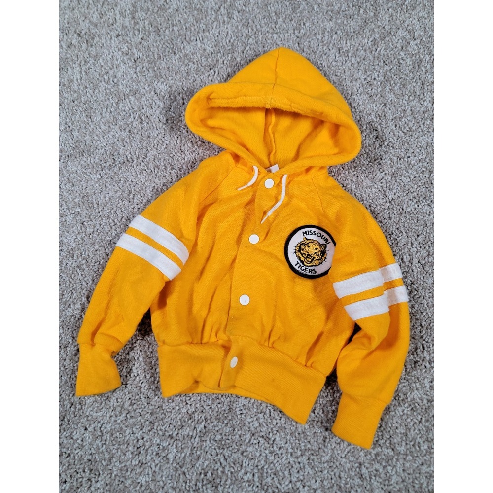 Vintage 80s Missouri Tigers Hoodie Size 18 Months Baby Mizzou Sweatshirt NCAA
